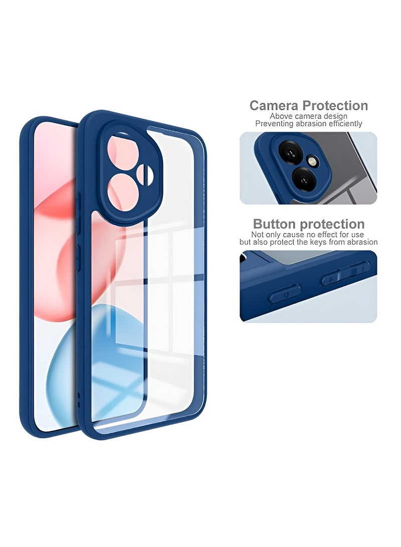 Wtech Honor 400 5G 2025 Hybrid TPU Silicone with Raised Armour Bumpers Slim Case Cover (MCAPSA) - Clear/Navy Blue - Image 5