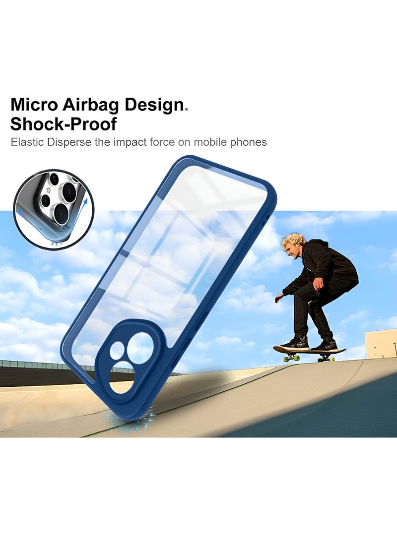 Wtech Honor 400 5G 2025 Hybrid TPU Silicone with Raised Armour Bumpers Slim Case Cover (MCAPSA) - Clear/Navy Blue - Image 3