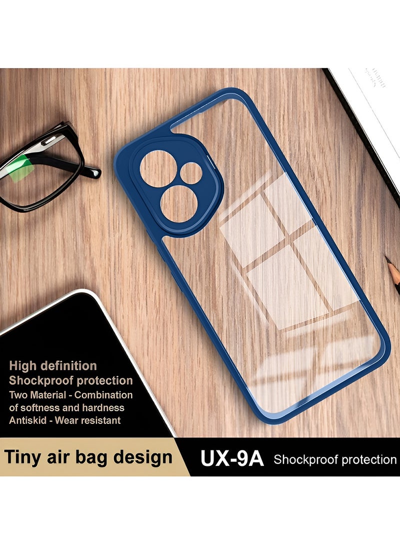 Wtech Honor 400 5G 2025 Hybrid TPU Silicone with Raised Armour Bumpers Slim Case Cover (MCAPSA) - Clear/Navy Blue - Image 4