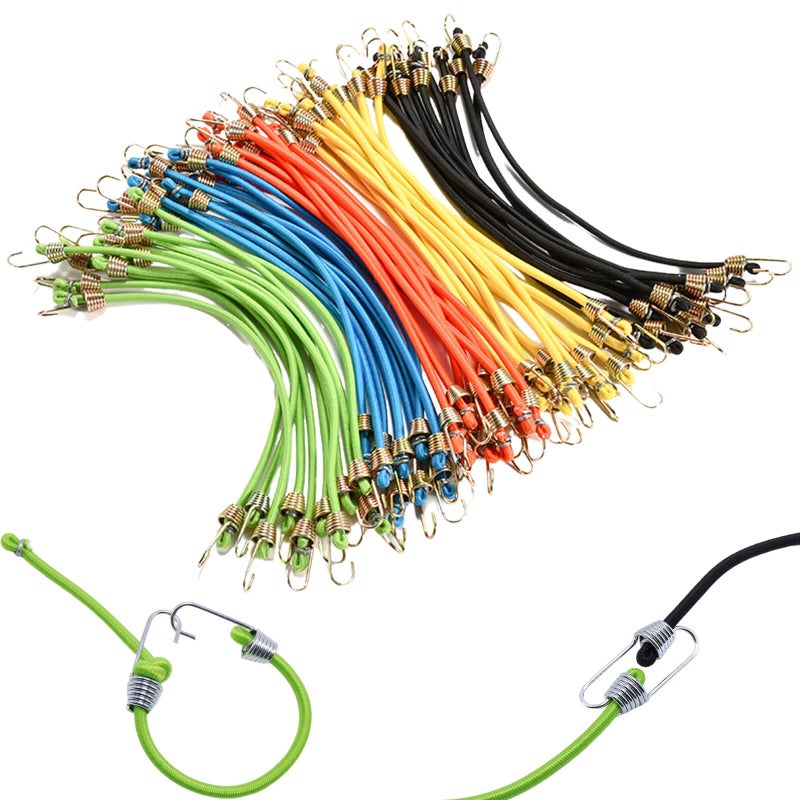 Small Bungee Cords with Hooks 12 Pack 10 Mini Adjustable Rubber Stretchy Heavy Duty Short Elastic Bungee Cord for Luggage Roof Rack Hang Outdoor Tent Tarp Bike Car RV Camping Tool Cargo Accessory