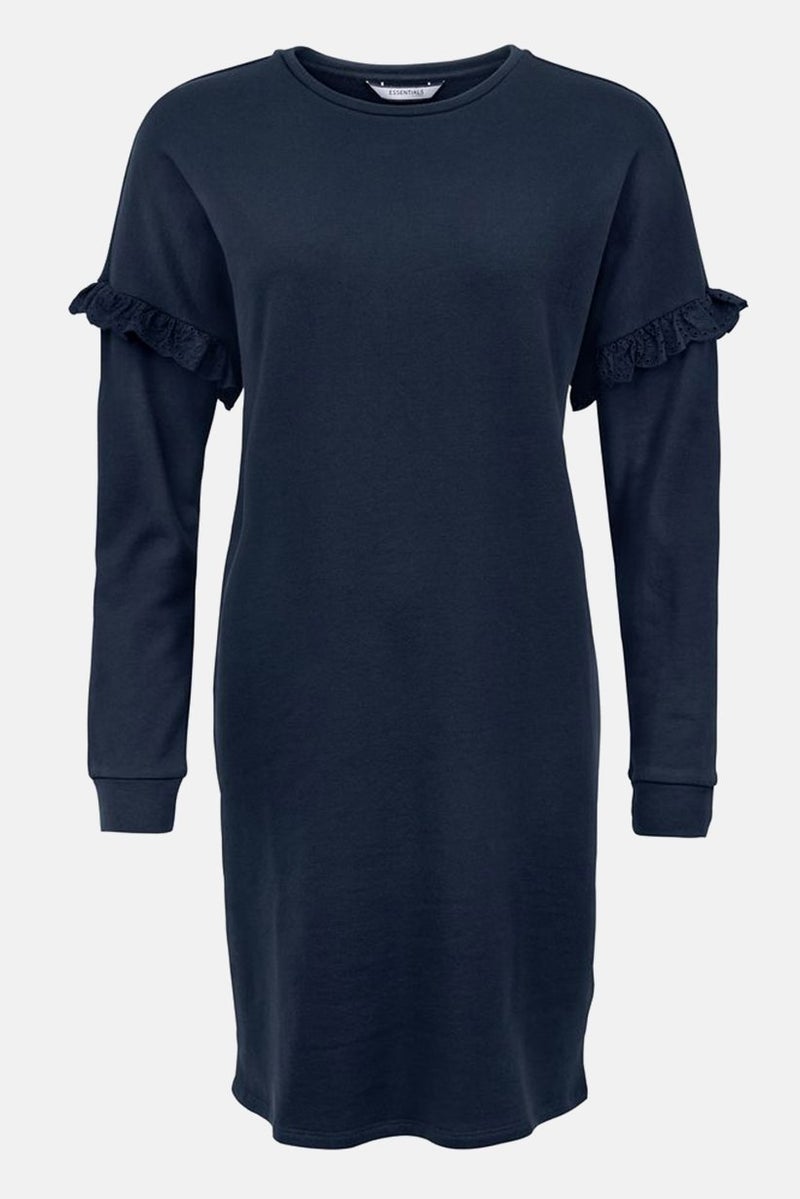 Tchibo Women Round Neck Plain Long Sleeve Sweatshirt Dress, Navy - Image 2