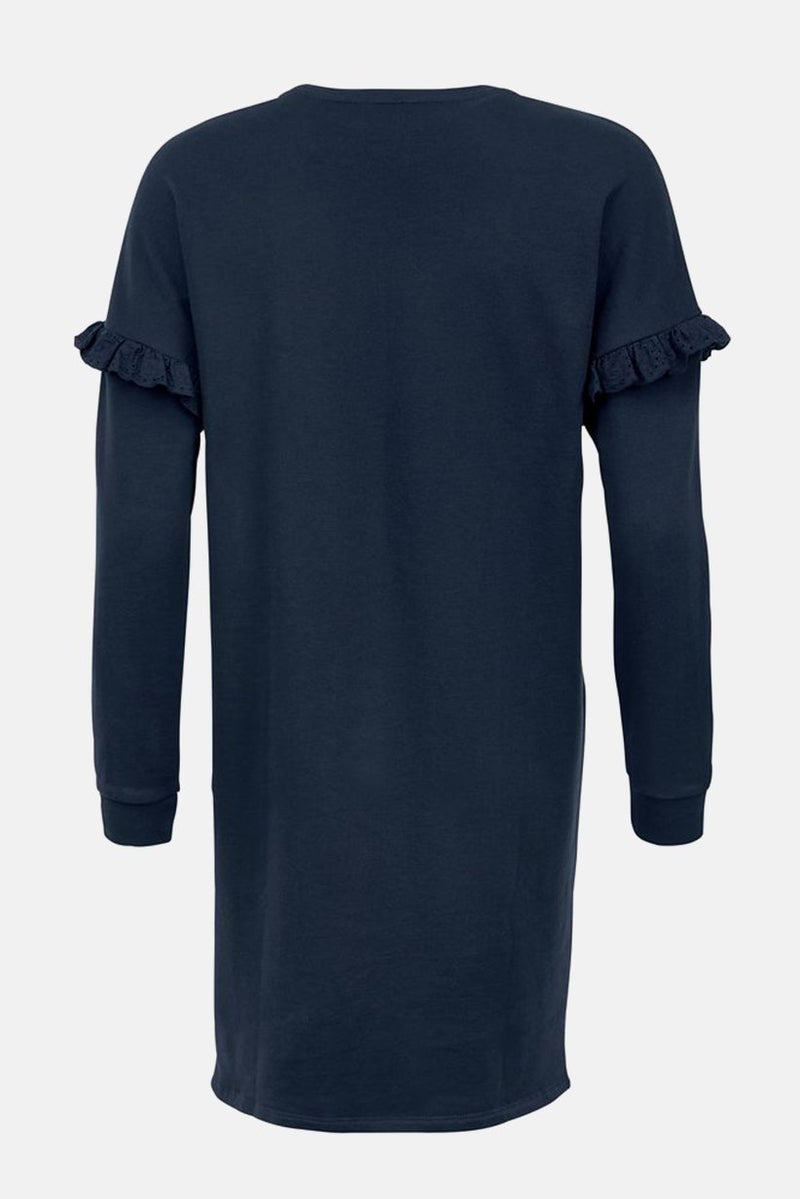 Tchibo Women Round Neck Plain Long Sleeve Sweatshirt Dress, Navy - Image 3