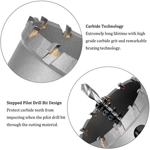 NACX 60mm TCT Hole Saw, 2-3/8” Cutting Diameter Tungsten Carbide Tipped Hole Cutter Opener, for Stainless Steel Metal Plate Aluminum - Image 4