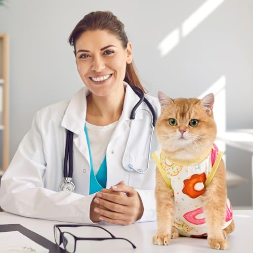 Avont Cat Recovery Suit Kitten Onesie for Cats After Surgery Cone of Shame Alternative Surgical Spay Suit for Female Cat PostSurgery or Skin Diseases Protection DonutM - Image 3