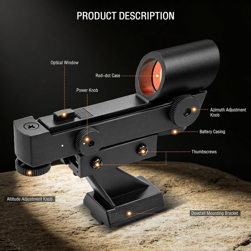 Tydeux Red Dot Finderscope - Star Pointer Viewfinder Astronomical Telescope Accessories with Slide-in Bracket - Image 2