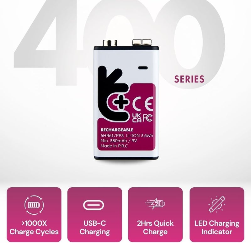 Uniross Lithium USB-C Rechargeable Battery (9V, Pack of 1) - Eco-Friendly and Convenient - Image 2
