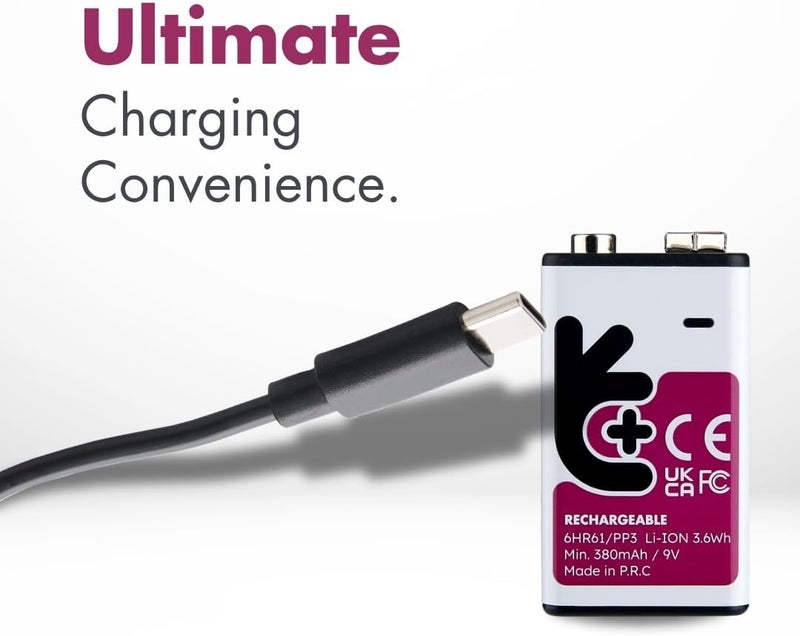 Uniross Lithium USB-C Rechargeable Battery (9V, Pack of 1) - Eco-Friendly and Convenient - Image 3