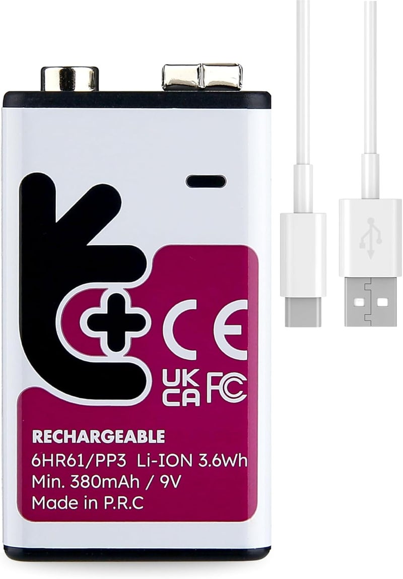 Uniross Lithium USB-C Rechargeable Battery (9V, Pack of 1) - Eco-Friendly and Convenient - Image 1