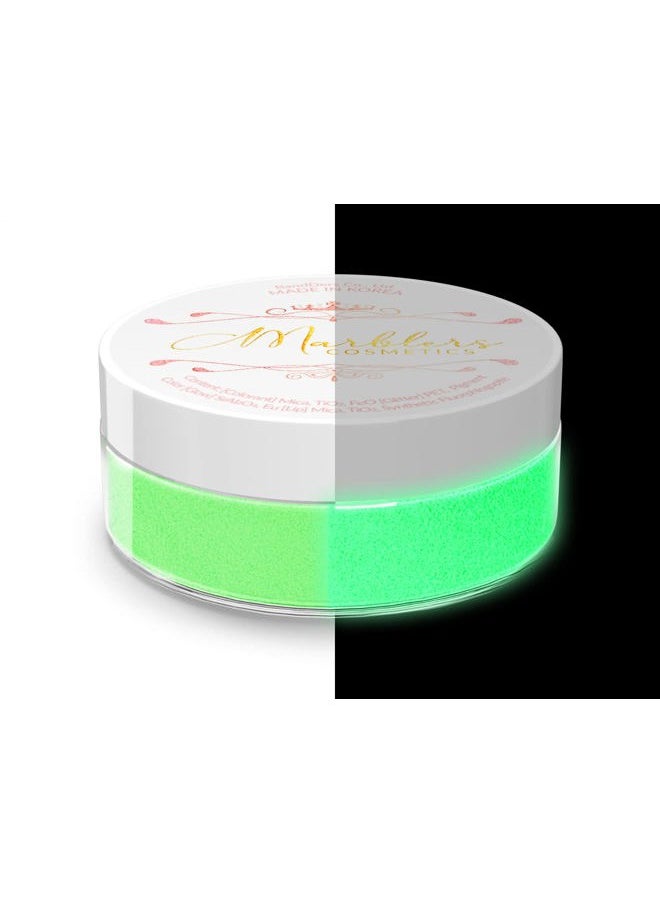 MARBLERS Cosmetic Grade Glow-in-The-Dark Powder [Glow Green] 0.28oz (8g) | Pearlescent | Dye | Non-Toxic | Vegan | Cruelty-Free | Festival, Rave & Party Makeup | Eye, Hair, Nail Polish, Eyeshadow  - Image 1