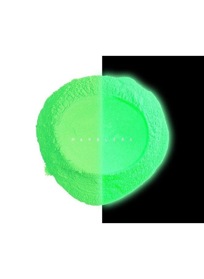 MARBLERS Cosmetic Grade Glow-in-The-Dark Powder [Glow Green] 0.28oz (8g) | Pearlescent | Dye | Non-Toxic | Vegan | Cruelty-Free | Festival, Rave & Party Makeup | Eye, Hair, Nail Polish, Eyeshadow  - Image 2