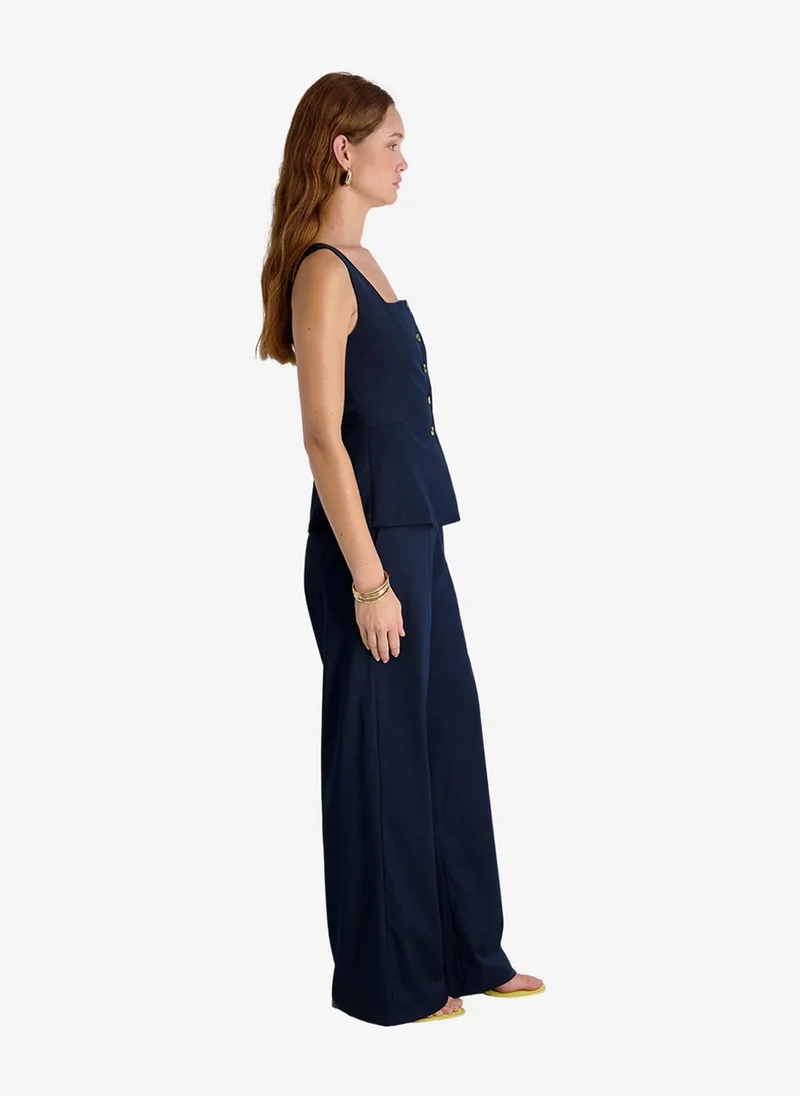 French Connection  Women's Marine Lt Wt Twill Sqr Nck Slvls Top for Women | Best Price UAE