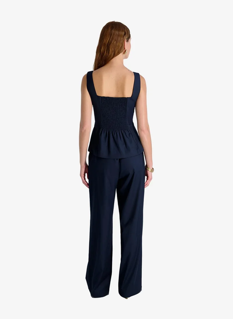 French Connection  Women's Marine Lt Wt Twill Sqr Nck Slvls Top for Women | Best Price UAE