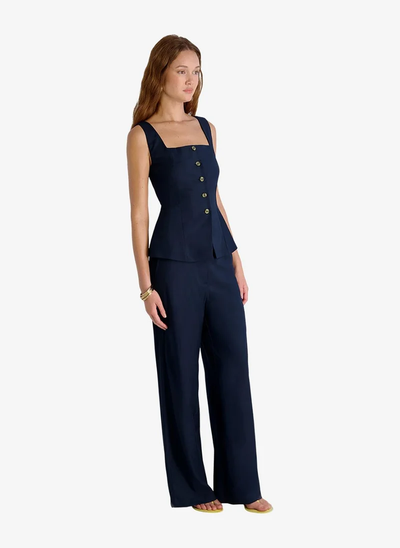 French Connection  Women's Marine Lt Wt Twill Sqr Nck Slvls Top for Women | Best Price UAE
