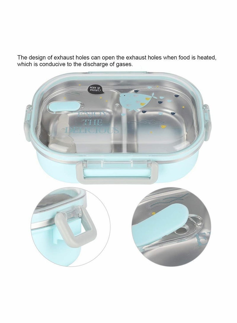 Excefore Stainless Steel Lunch Box, 650ml with Spoon Bento Lunch Box for Adult Kids for School Office Picnic Travel Outdoors (Blue) - Image 2