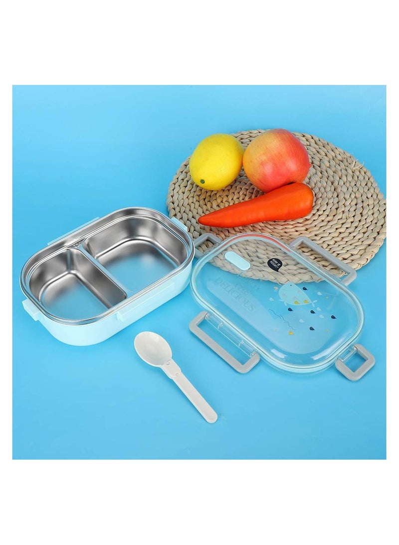 Excefore Stainless Steel Lunch Box, 650ml with Spoon Bento Lunch Box for Adult Kids for School Office Picnic Travel Outdoors (Blue) - Image 4