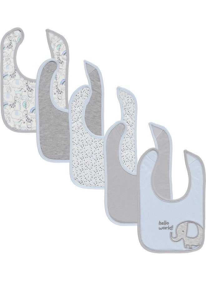 Cudlie 5-Pack Baby Bibs for Drooling Teething and Feeding Infants - Baby Drool Bibs for Baby Boys, Newborn Accessories, Baby Shower Gifts -Hello World - Image 1
