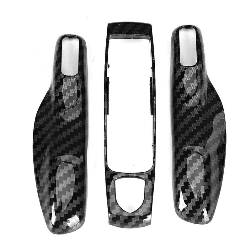 Terisass 3pcsSet Car Key Fob Cover Case Shell Carbon Fiber Keyless Entry Remote Key Fob Cover Protector Fit for Cayman