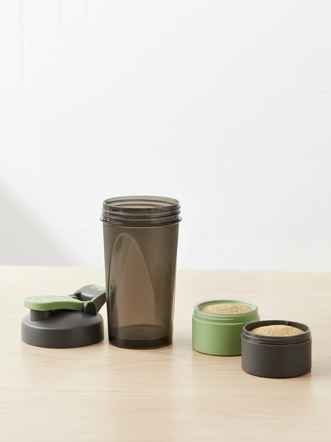 Herevin Polypropylene 500Ml Gym Shaker Bottle With 2 Small Storage Containers - Image 4