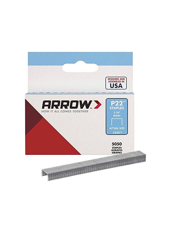 Arrow Fastener Arrow 224 Heavy Duty P22 Staples for Use with Plier-Type Paper and Bag Staplers in Restaurants, Offices, Classrooms, 5050-Pack, 1/4-Inch Leg Length, 7/16-Inch Crown Width - Image 1