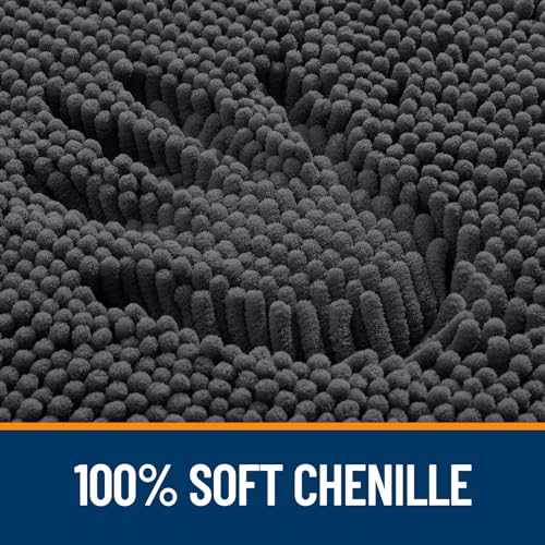 OLANLY Bathroom Rugs 36x24, Extra Soft Absorbent Chenille Bath Rugs, Rubber Backing Quick Dry, Machine Washable Bath Mats for Bathroom Floor, Tub and Shower, Home Decor Accessories, Dark Grey - Image 3