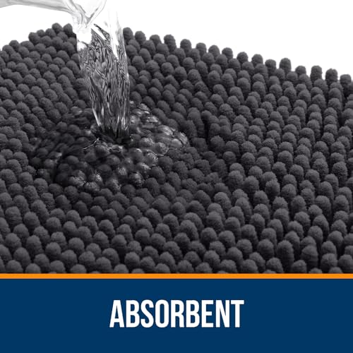 OLANLY Bathroom Rugs 36x24, Extra Soft Absorbent Chenille Bath Rugs, Rubber Backing Quick Dry, Machine Washable Bath Mats for Bathroom Floor, Tub and Shower, Home Decor Accessories, Dark Grey - Image 5