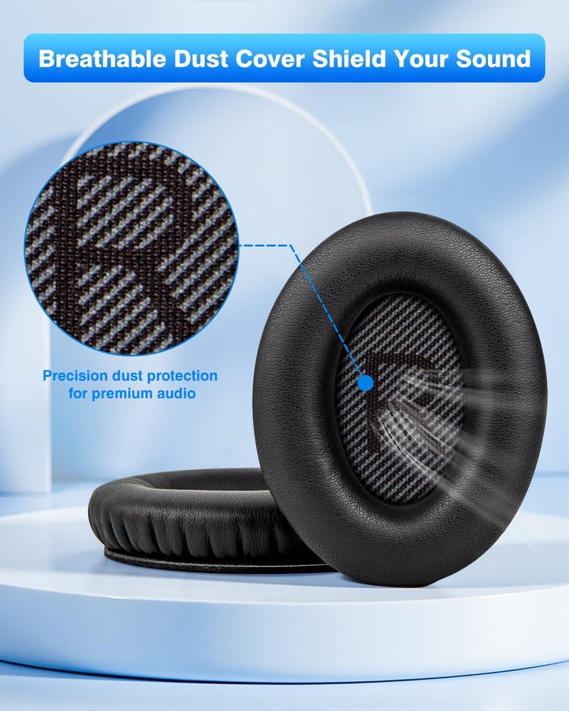 Link Dream Bose Quiet Comfort 35 Replacemen Ear Cushions Kit by Soft Protein Leather Replacement Ear Pad for Bose QC 35/25 / 15 QC2 / Ae2 / Ae2i / Ae2W / Sound Link/Sound True (Black) - Image 5
