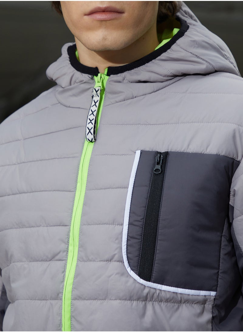 Campus Sutra - Men's Coin Grey Oslo Puffer Jacket - Image 1