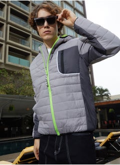 Campus Sutra Men's Coin Grey Oslo Puffer Jacket  - Image 1