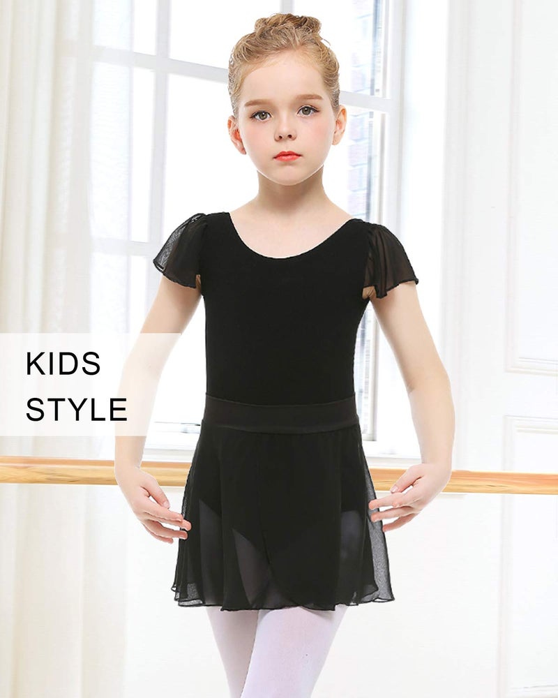 Stelle Ballet Skirts for Girls Toddler Dance Skirt Chiffon Kids Ballet Wrap Skirts (10-12 Years, Black (Pull On)) - Image 4