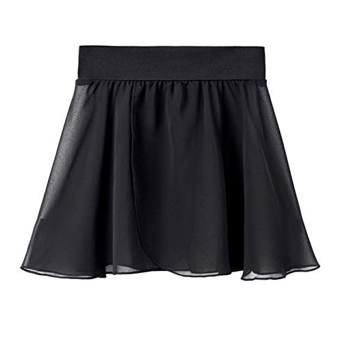 Stelle Ballet Skirts for Girls Toddler Dance Skirt Chiffon Kids Ballet Wrap Skirts (10-12 Years, Black (Pull On)) - Image 1