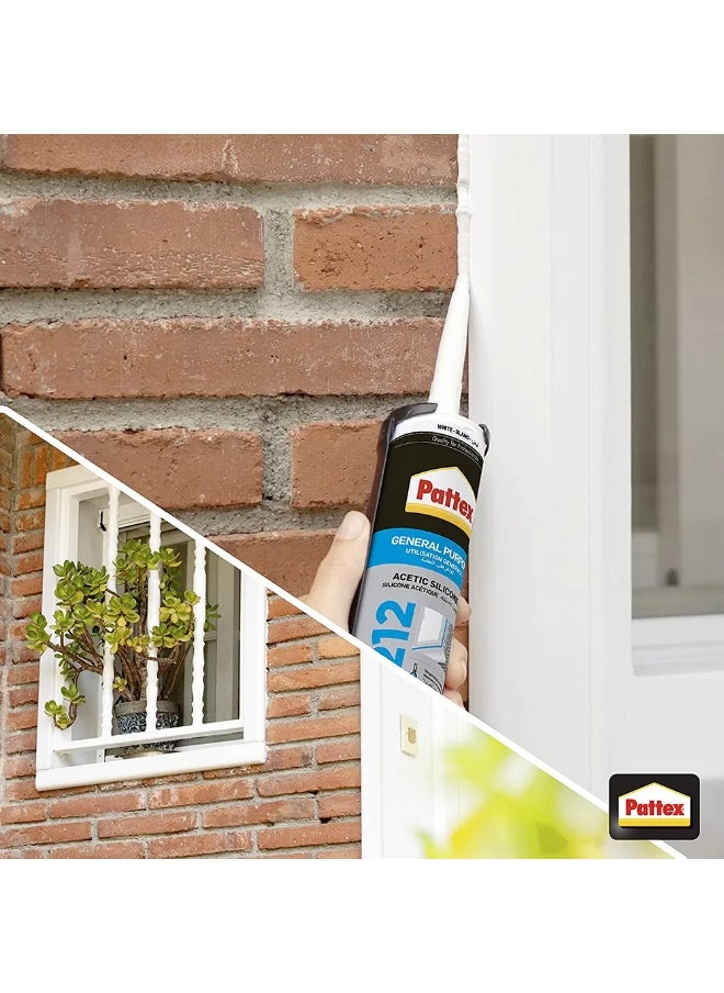 Pattex Acetic Silicone Sealant For Indoor And Outdoor,SL212- 280ml White  - Image 3