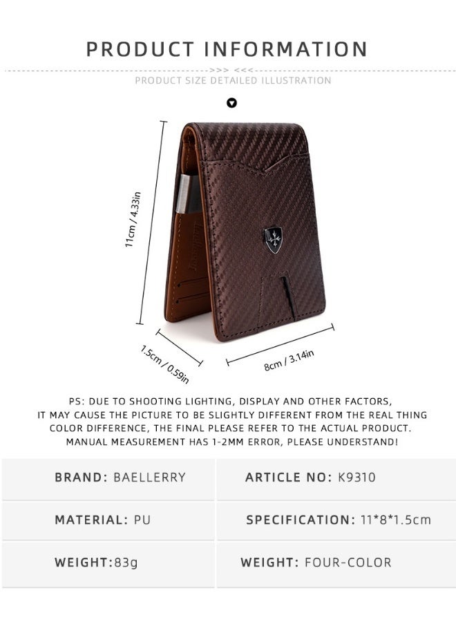 baellerry Men's Card Bag Carbon Fiber RFID Anti-degaussing Dollar Wallet Business Multi-card Purse  - Image 5