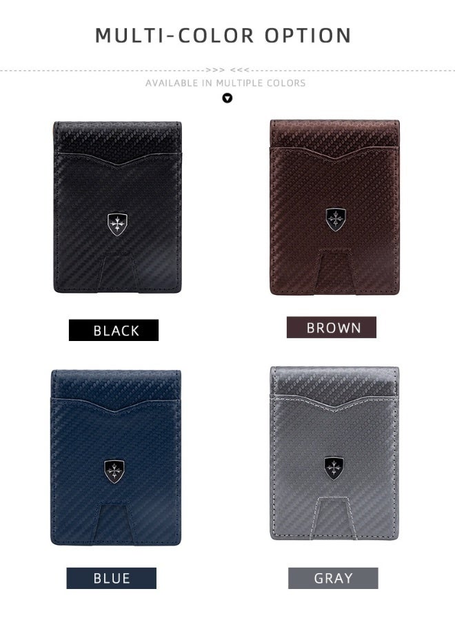 baellerry Men's Card Bag Carbon Fiber RFID Anti-degaussing Dollar Wallet Business Multi-card Purse  - Image 4