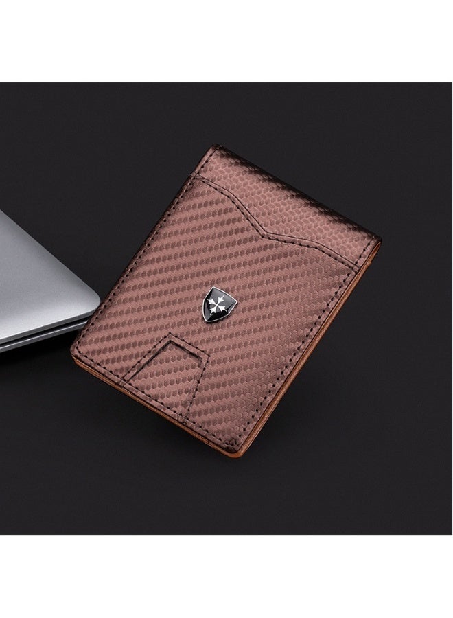 baellerry Men's Card Bag Carbon Fiber RFID Anti-degaussing Dollar Wallet Business Multi-card Purse  - Image 1