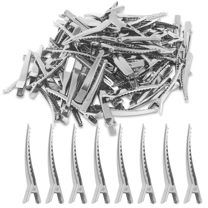 Super Z Outlet Silver Alligator Teeth Prongs Clips Holders for Hair Care, Arts & Crafts Projects, Dry Hanging Clothing, Office Paper Document Organization (100 Pieces) (6cm) - Image 1