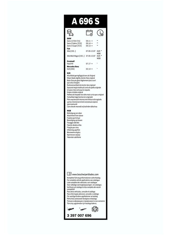 BOSCH - A696S OE Specialty AeroTwin Car Wipers Set 22-18 Inches - Image 1