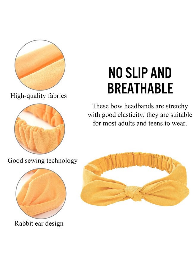 Carede Bow Headbands For Women Solid Color Stretchy Knotted Turban Headbands Rabbit Ears Workout Running Sport Sweat Elastic Hair Wrap For Girlspack Of 8 - Image 3