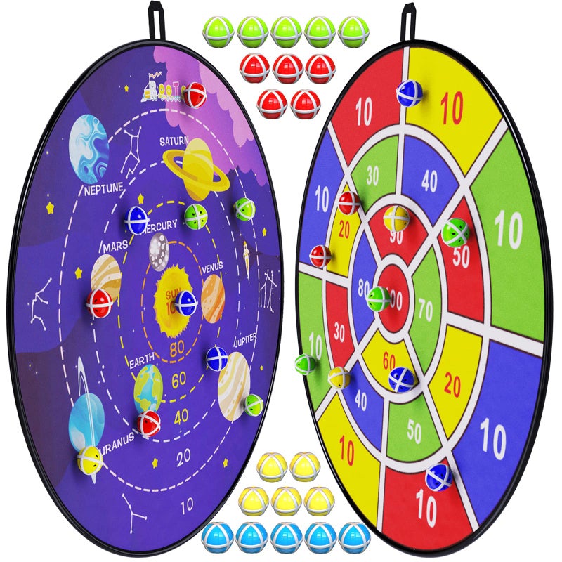 BooTaa 2 Pack 29" Large Dart Board Game Set with 20 Sticky Balls, Indoor/Sport Outdoor Fun Party Play Games, Boys Girls Toys, Birthday Toy Gifts for 3 4 5 6 7 8 9 10 11 12 Year Old Boys Girls Kids - Image 1