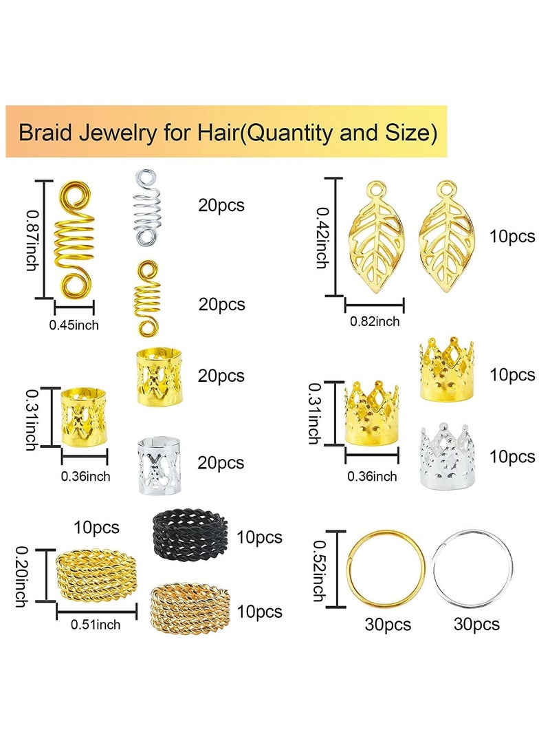 KASTWAVE - 200pcs Beads for Hair Braids,metal Gold Braid Ring Cuff Clips Braid Accessories,braid Hair Jewelry Hair Accessories - Image 1