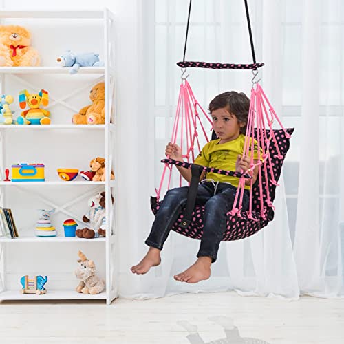 Sprointal® Swing for Kids, Baby Swing Chair Cotton Children Folding and Washable 1-5 Years Swing with Safety Belt,Home and Garden Jhula for Babies |Swing for Kids|Hanging Cradle (Pink Dot) - Image 3