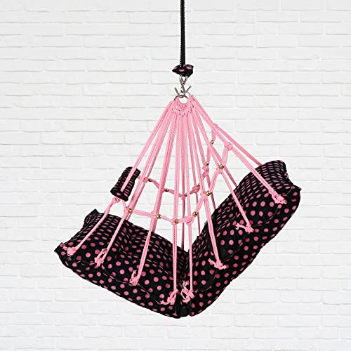 Sprointal® Swing for Kids, Baby Swing Chair Cotton Children Folding and Washable 1-5 Years Swing with Safety Belt,Home and Garden Jhula for Babies |Swing for Kids|Hanging Cradle (Pink Dot) - Image 4