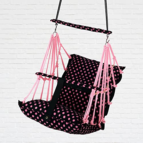 Sprointal® Swing for Kids, Baby Swing Chair Cotton Children Folding and Washable 1-5 Years Swing with Safety Belt,Home and Garden Jhula for Babies |Swing for Kids|Hanging Cradle (Pink Dot) - Image 2