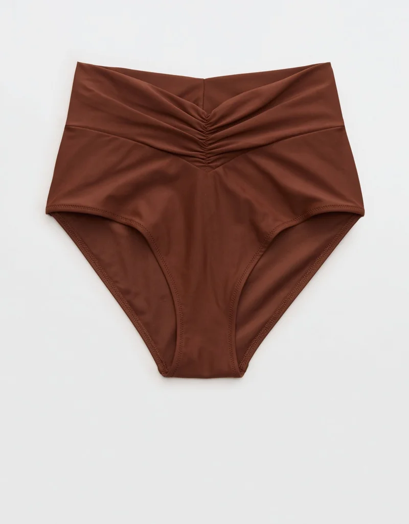 Aerie  Aerie Ruched High Waisted Full Coverage Bikini Bottom for Women | Best Price UAE