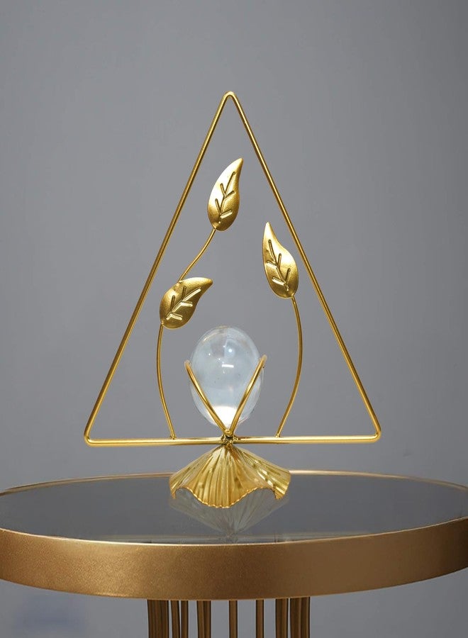 DASNDAS Crystal Ball Ornament, Clear Ball with Gold Metal Stand, Modern Simple Abstract Style Firm Frame Fortune Teller with Stand for TV Cabinet (SMH - 9) - Image 1