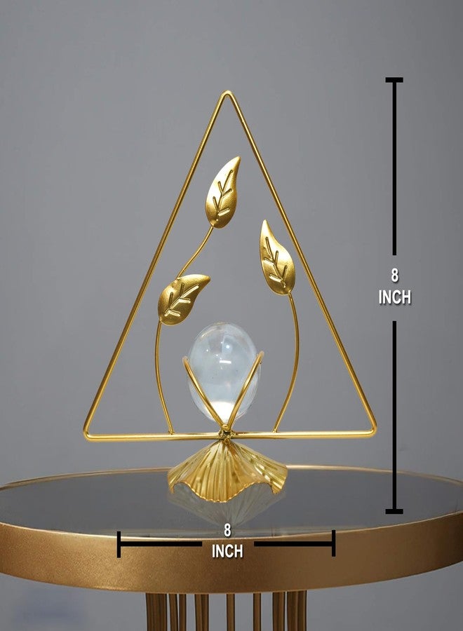 DASNDAS Crystal Ball Ornament, Clear Ball with Gold Metal Stand, Modern Simple Abstract Style Firm Frame Fortune Teller with Stand for TV Cabinet (SMH - 9) - Image 2