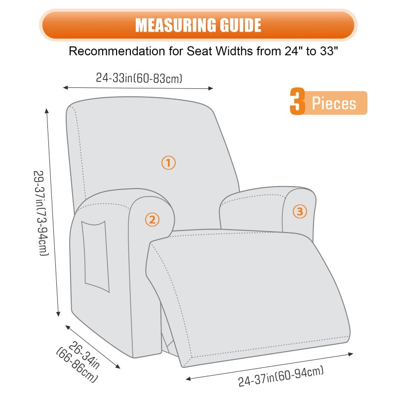 VANSOFY Recliner Chair Cover, 3-Pieces Stretch Recliner Covers for Recliner Chair Soft Reclining Chair Slipcover Furniture Protector for Dogs Cats(Bean Green) - Image 2