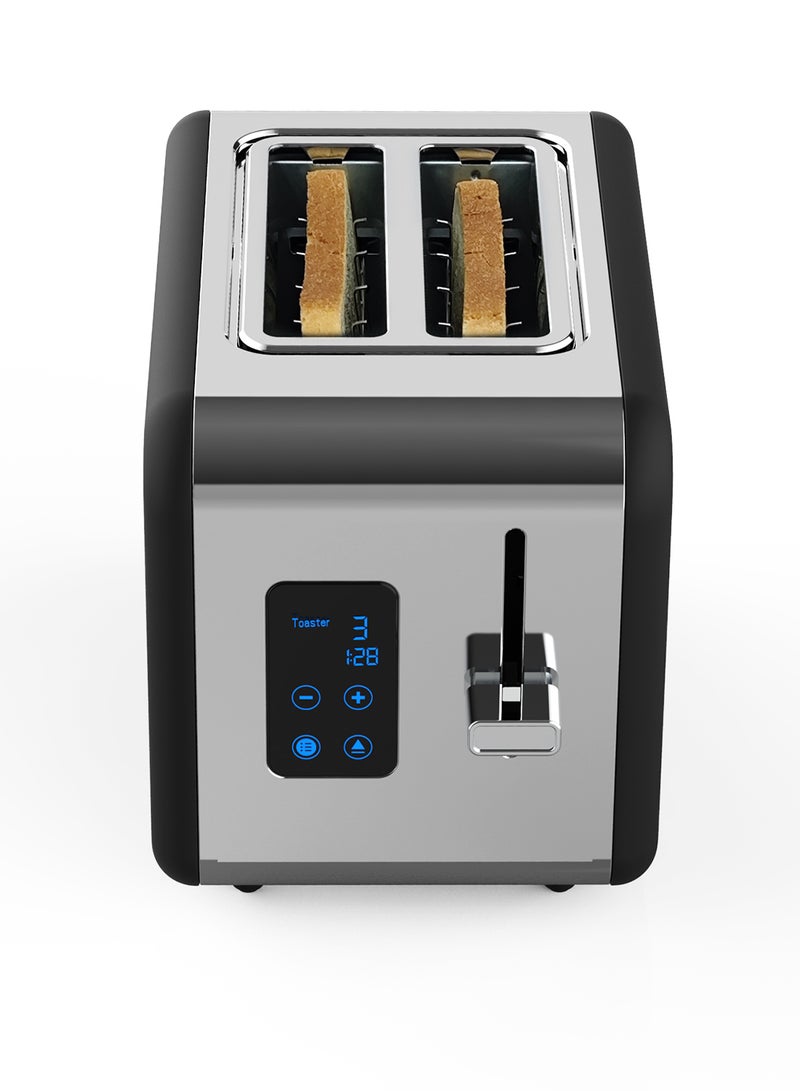 PALSON Digital Toaster, Stainless Steel, 2 Slot, 850W, Black / Silver - Image 1