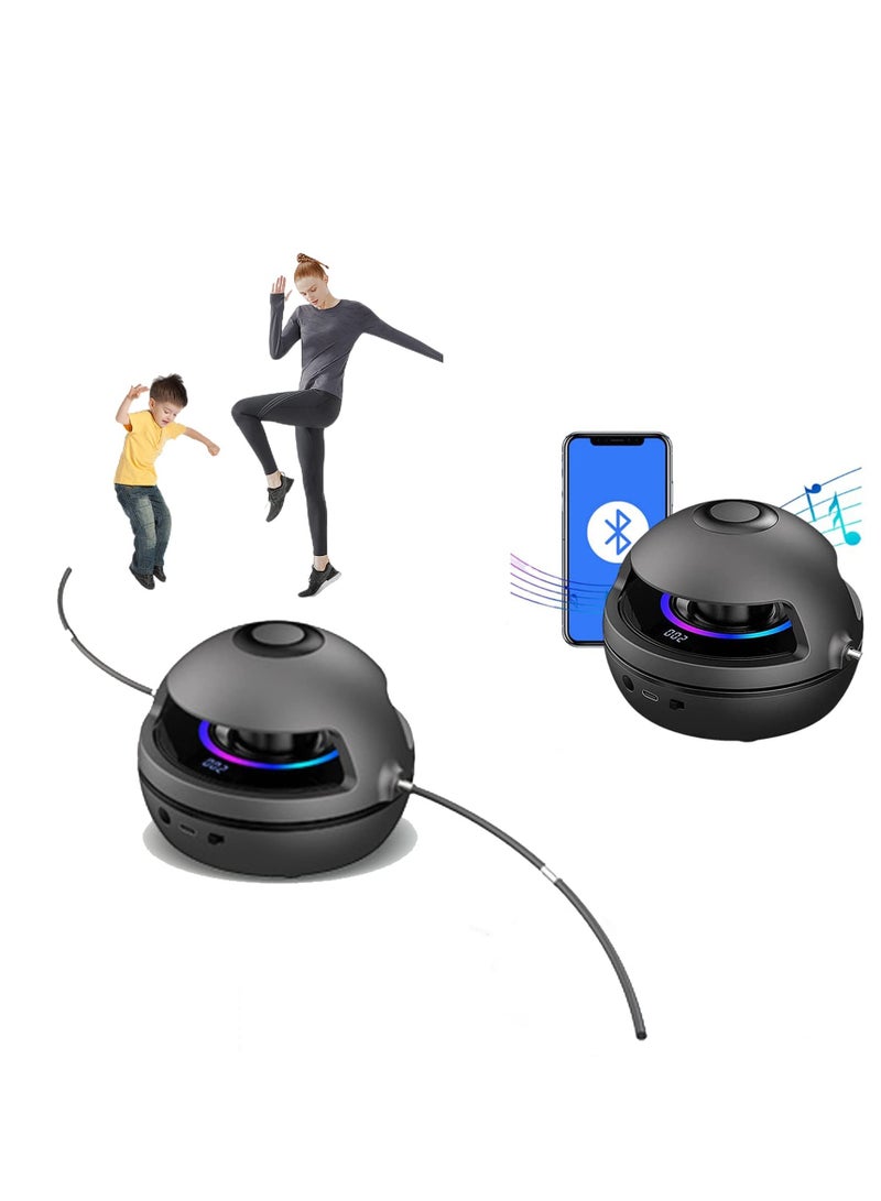 Excefore Electronic Fitness Jump Rope, Jump Rope Toy for Kids with Bluetooth Speaker, No Rope Design Portable Motorized Rope with Remote and Counter for Family, Office, Gym, Party (Black)  - Image 1