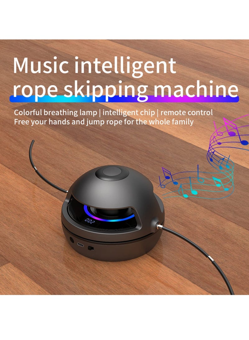 Excefore Electronic Fitness Jump Rope, Jump Rope Toy for Kids with Bluetooth Speaker, No Rope Design Portable Motorized Rope with Remote and Counter for Family, Office, Gym, Party (Black)  - Image 4