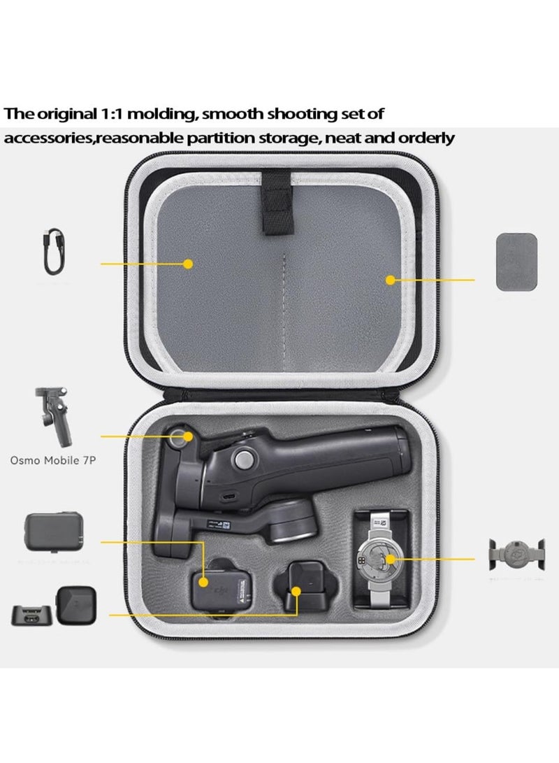 1pcs for Osmo Mobile 7P Case, Portable Storage Bag with Shoulder Strap for Dji Osmo Mobile 7/7P Gimbal Stabilizer Travel Carrying Case Hard Shell Protective Cover Accessories (Grey) - Image 2